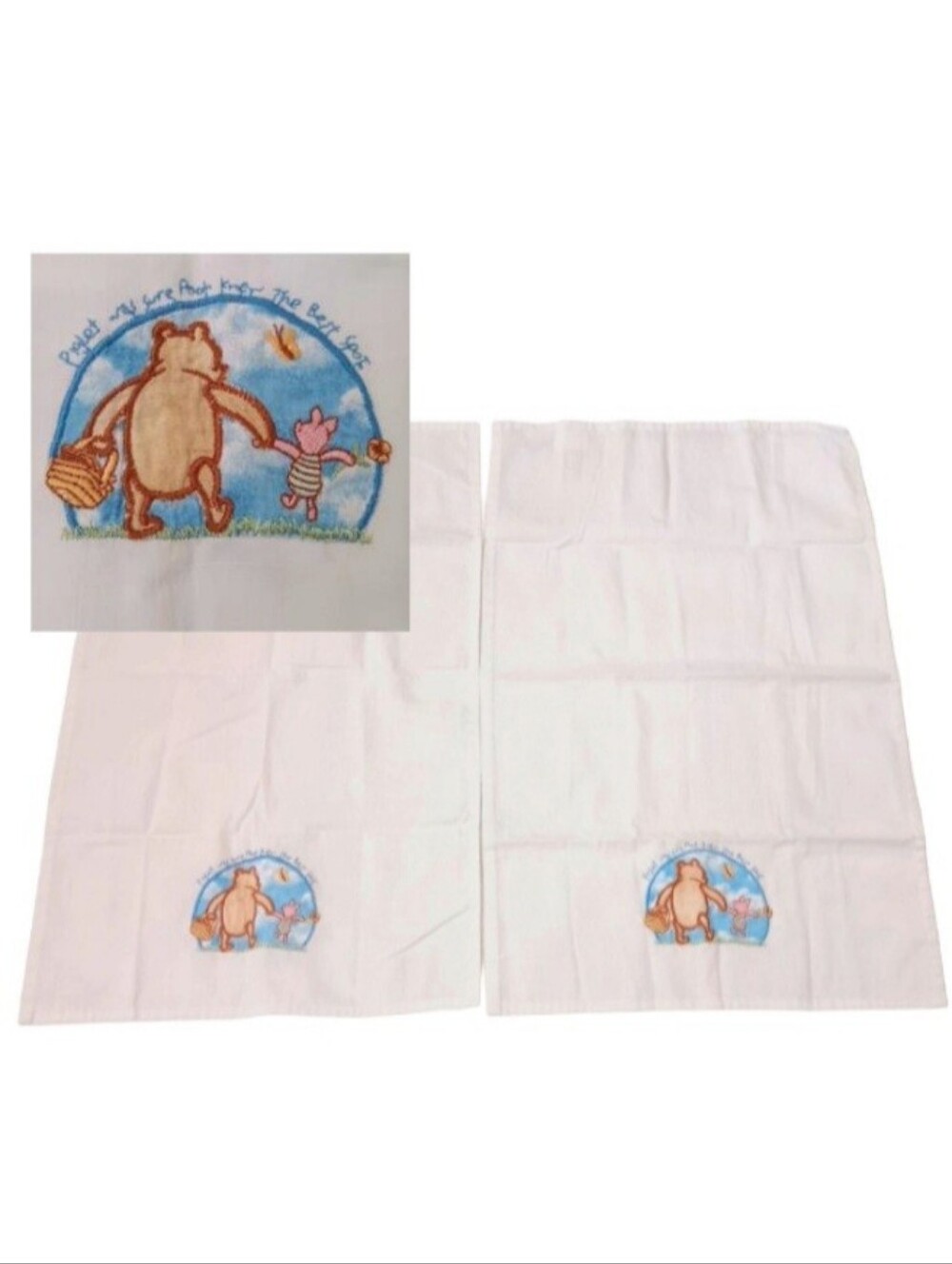 Vintage Design Cottage Classic Pooh Embroidered Burp Cloth | Set of 2